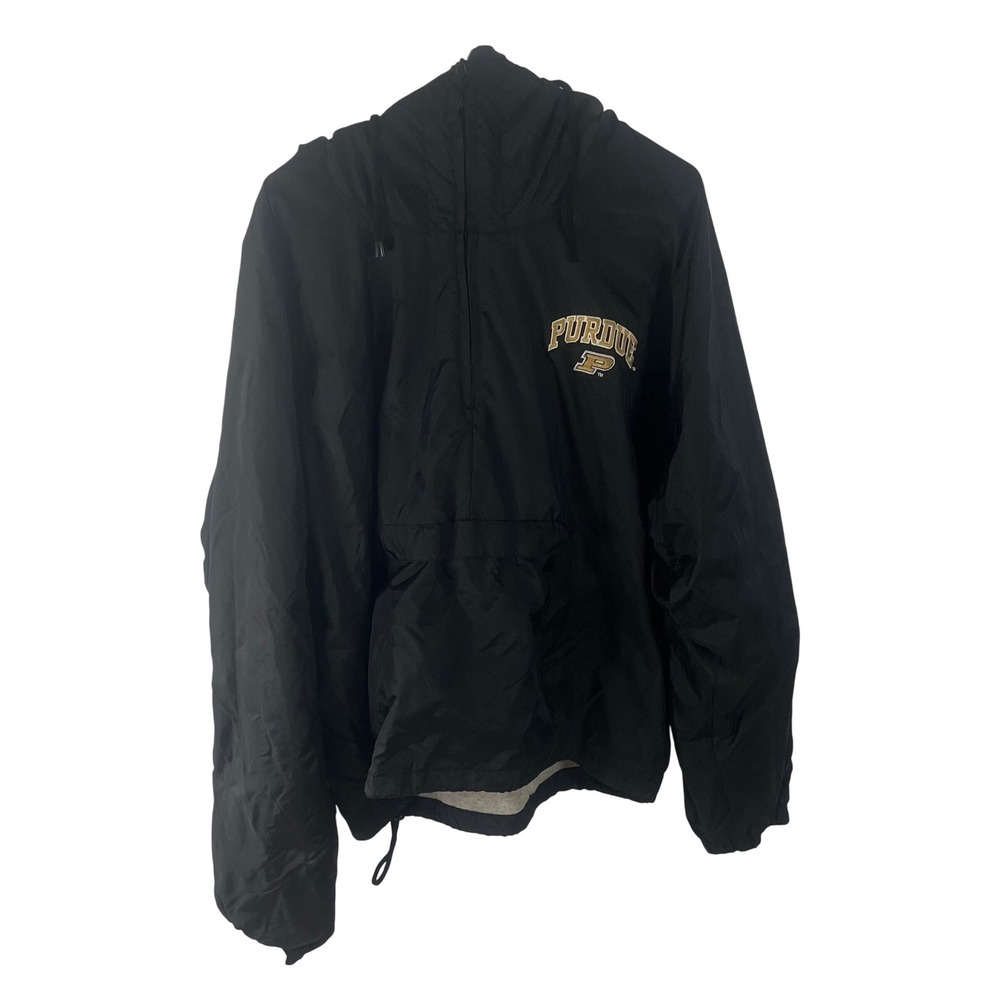Steve & Barry's Vintage Purdue Hooded Pullover Windbreaker Jacket Men's XL Black
